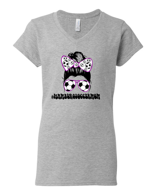 Hamburg Soccer Women's V-Neck Soccer Mom Cotton T-shirt