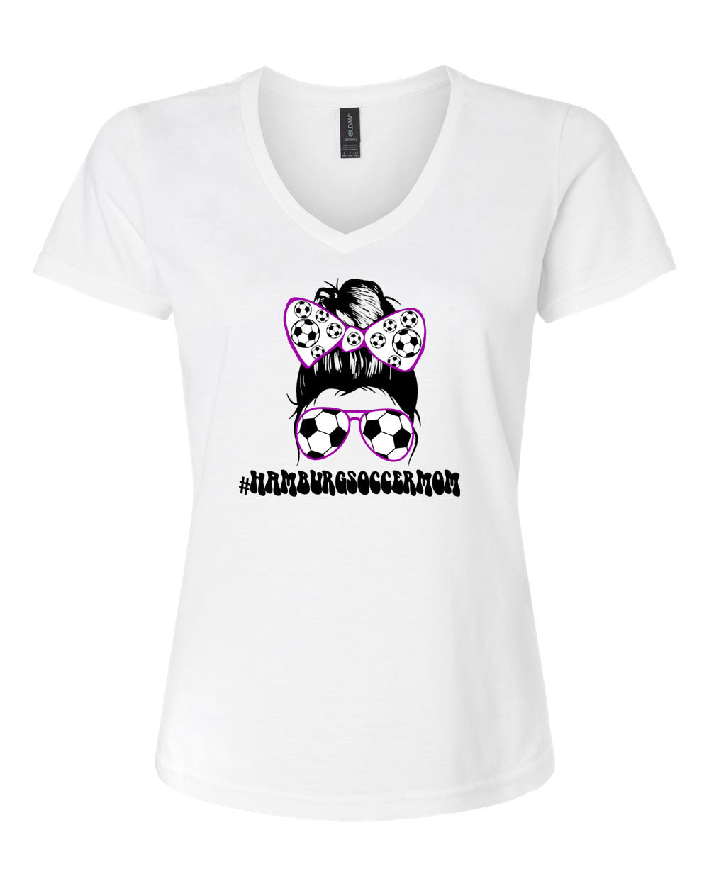 Hamburg Soccer Women's V-Neck Soccer Mom Cotton T-shirt